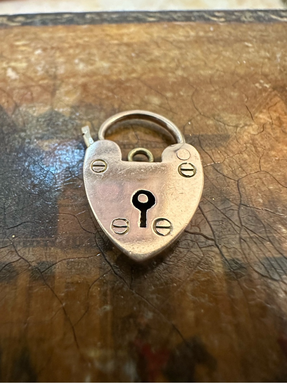 Antique 9ct Solid Gold Heart Padlock Pendant Charm Victorian